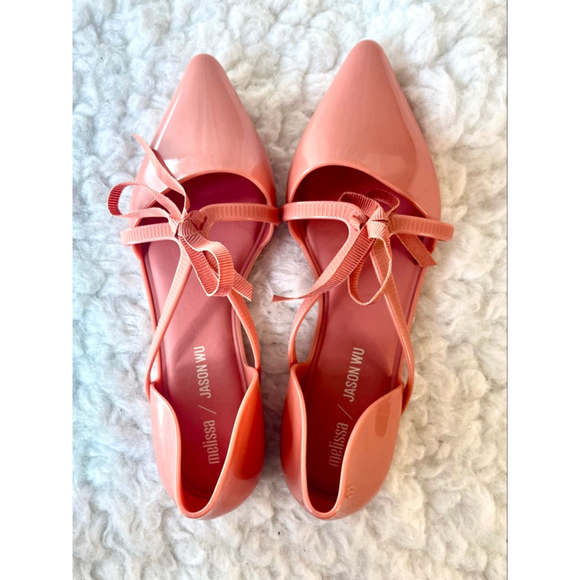 Melissa + Jason Wu Pointy Stripe solid pink ballerinas Shoes Women Size 8 - Picture 2 of 9